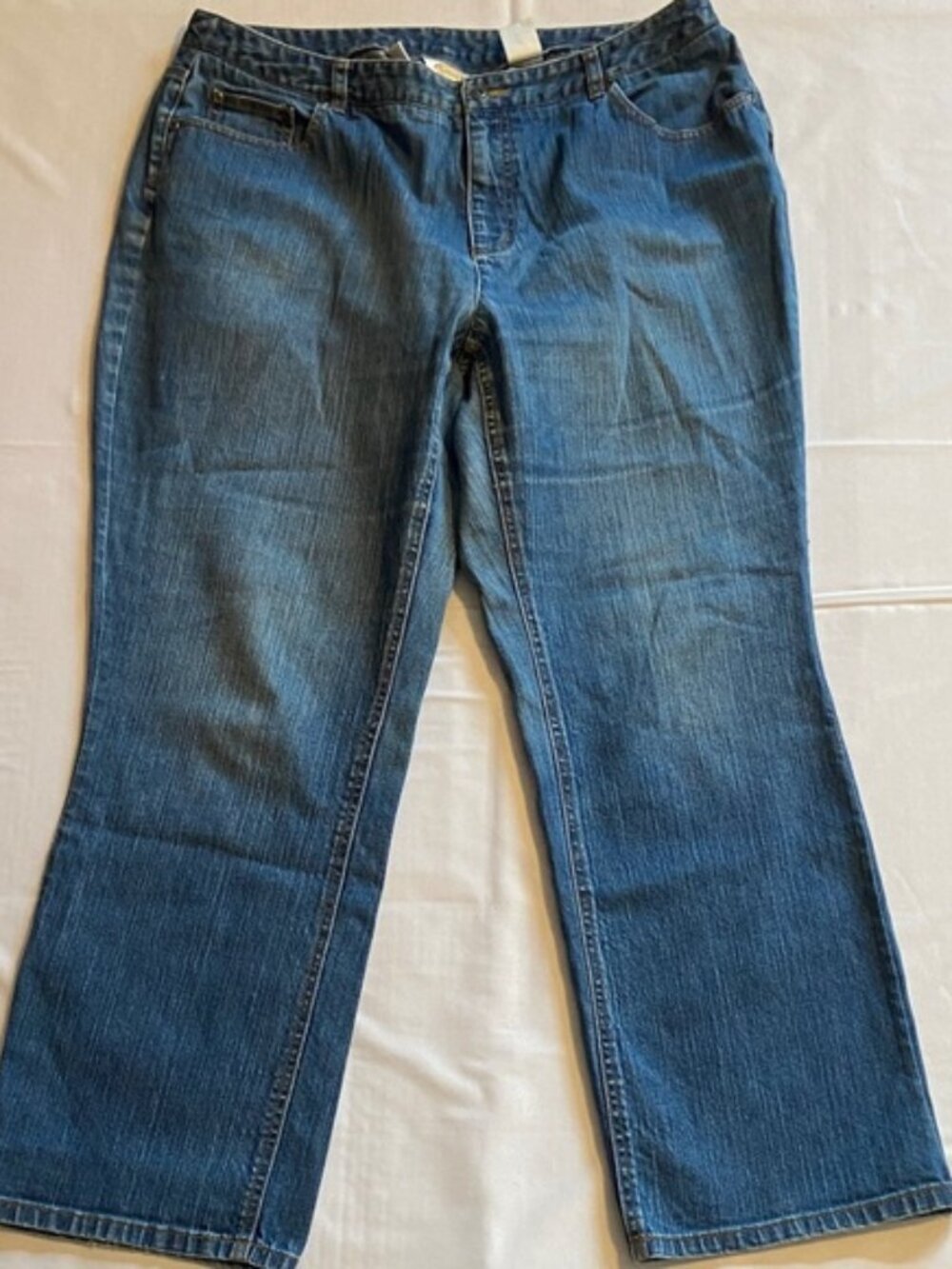 Talbots Woman Straight Leg High Waist Stretch Denim Blue Jeans women's Size 16W